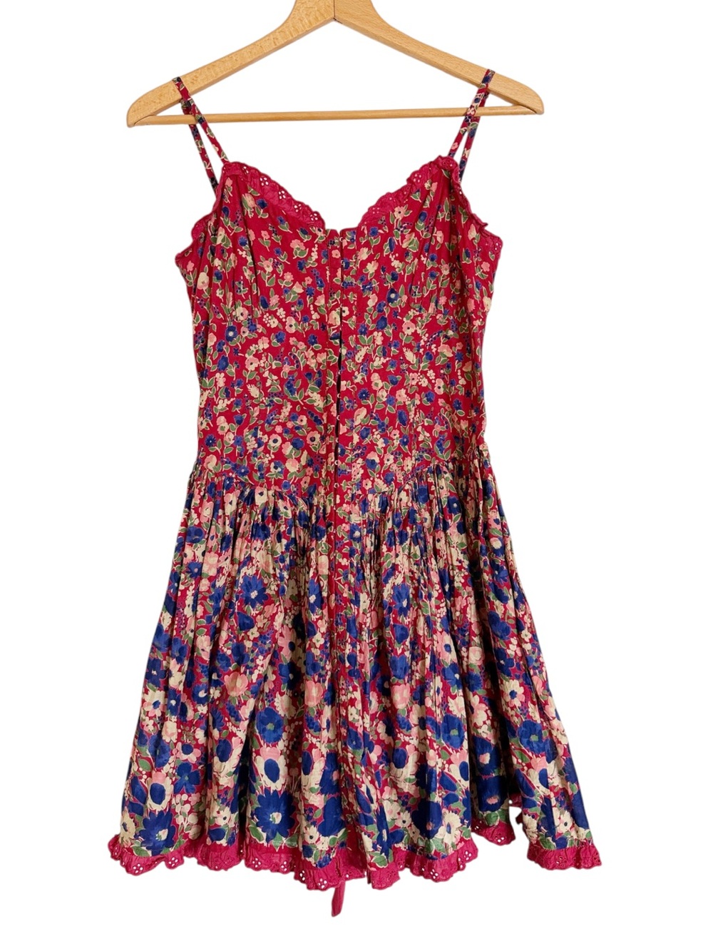 Vintage Betsey Johnson Y2K Ditsy Floral Hook & Eye Front Mini Dress size XS